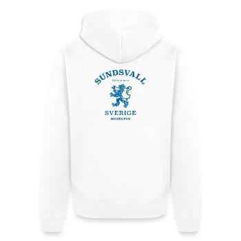 SUNDSVALL Sverige Schweden - Unisex Premium Bio Zip Hoodie - Weiß - Hinten - Thijin (182cm)