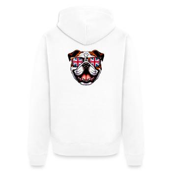 Englische Bulldogge Hund - Unisex Premium Bio Zip Hoodie - Weiß - Hinten - Thijin (182cm)