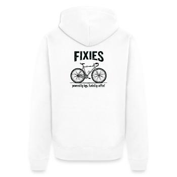 Fixies Fahrrad Tasche Tasse Fueled by Coffee - Unisex Premium Bio Zip Hoodie - Weiß - Hinten - Thijin (182cm)