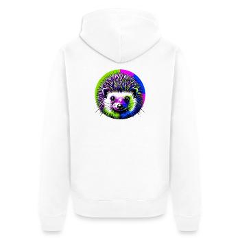 Igel - Unisex Premium Bio Zip Hoodie - Weiß - Hinten - Thijin (182cm)
