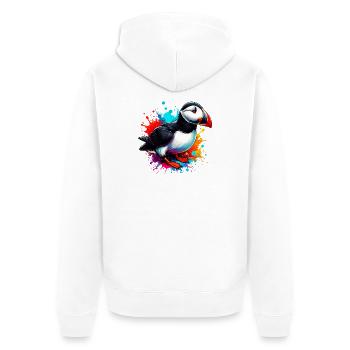 Papageitaucher - Unisex Premium Bio Zip Hoodie - Weiß - Hinten - Thijin (182cm)