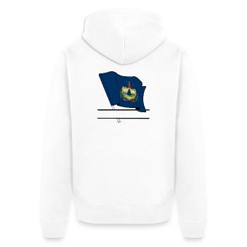 Bannière de texte du drapeau du Vermont - Veste à capuche bio Premium Unisexe - blanc - Dos - Thijin (182cm)