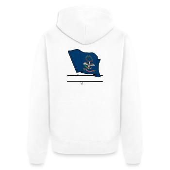 Bannière de texte du drapeau du Dakota du Nord - Veste à capuche bio Premium Unisexe - blanc - Dos - Thijin (182cm)