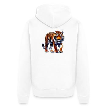 Tiger - Unisex Premium Bio Zip Hoodie - Weiß - Hinten - Thijin (182cm)