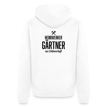 Heimwerker Gärtner - Unisex Premium Bio Zip Hoodie - Weiß - Hinten - Thijin (182cm)