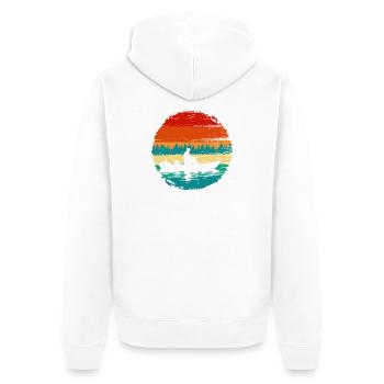 Retro See Sonnenuntergang Silhouette - Unisex Premium Bio Zip Hoodie - Weiß - Hinten - Thijin (182cm)