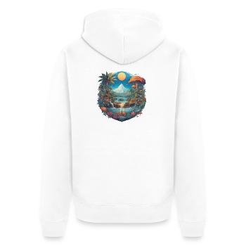 Mystical mountain and river landscape - Unisex Premium Organic Zip Hoodie - white - Back - Thijin (182cm)