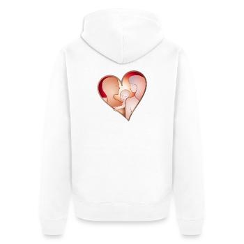 L’amour en famille – Le cœur avec les parents et l’enfant - Veste à capuche bio Premium Unisexe - blanc - Dos - Thijin (182cm)