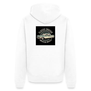 Klassischer amerikanischer Muscle Cruiser - Unisex Premium Bio Zip Hoodie - Weiß - Hinten - Thijin (182cm)