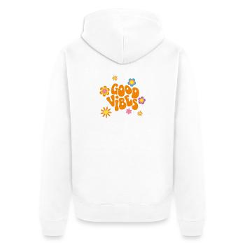 Retro 70er Jahre Flower Power Textdesign - Unisex Premium Bio Zip Hoodie - Weiß - Hinten - Thijin (182cm)