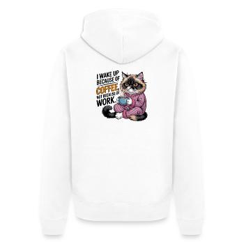 I Wake Up Because Of Coffee Cat - Unisex Premium Organic Zip Hoodie - white - Back - Thijin (182cm)