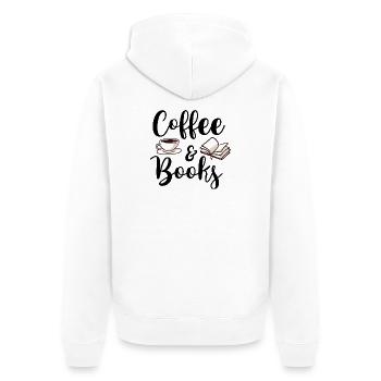 Coffee and Books Quote Reading Lover - Unisex Premium Organic Zip Hoodie - white - Back - Thijin (182cm)