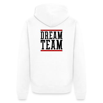 Dream Team - Unisex Premium Bio Zip Hoodie - Weiß - Hinten - Thijin (182cm)