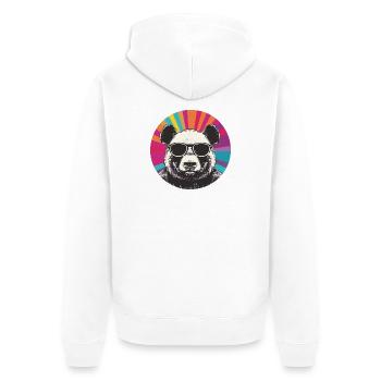 Bear portrait with retro sunglasses - Unisex Premium Organic Zip Hoodie - white - Back - Thijin (182cm)