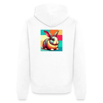 Kaninchen - Unisex Premium Bio Zip Hoodie - Weiß - Hinten - Thijin (182cm)