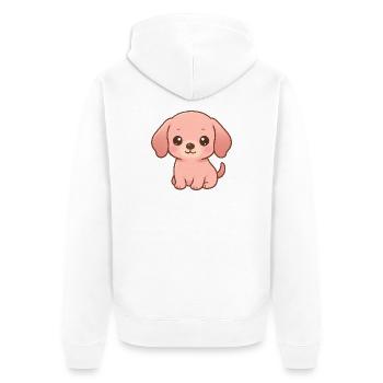 Niedlicher rosa Dackel Welpe Kawaii Cartoon - Unisex Premium Bio Zip Hoodie - Weiß - Hinten - Thijin (182cm)