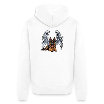 Cute Angel German Shepherd Cartoon Mourning - Unisex Premium Organic Zip Hoodie - white - Back - Thijin (182cm)