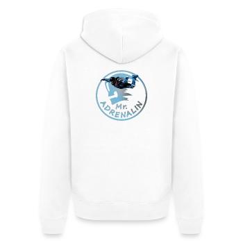 Mr. Adrenalin Skydiver Jump Logo - Unisex Premium Organic Zip Hoodie - white - Back - Thijin (182cm)
