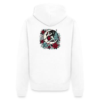 Mondschein Pinup Weihnachtskranz - Unisex Premium Bio Zip Hoodie - Weiß - Hinten - Thijin (182cm)
