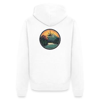Berge Kompass - Unisex Premium Bio Zip Hoodie - Weiß - Hinten - Thijin (182cm)