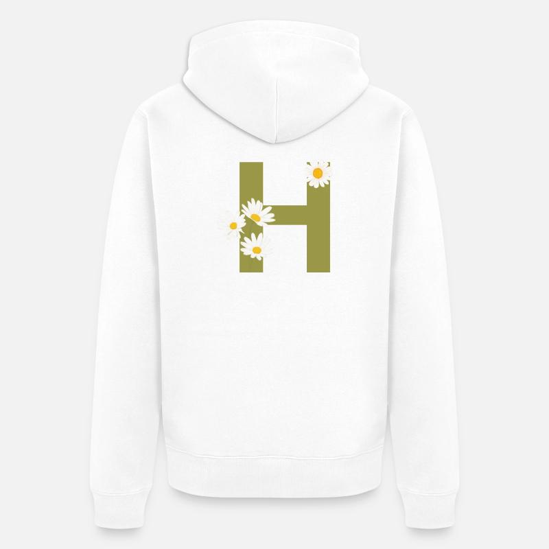 Buchstabe h grüne Gänseblümchen - Unisex Premium Bio Zip Hoodie - Weiß