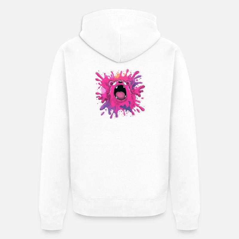 Explosion de couleurs Monster - Veste à capuche bio Premium Unisexe - blanc