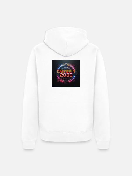 Frontline 2030 Neon Expanse - Unisex Premium Organic Zip Hoodie - white