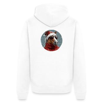 Pferd Weihnachten Christmas Xmas - Unisex Premium Bio Zip Hoodie - Weiß - Hinten - Thijin (182cm)
