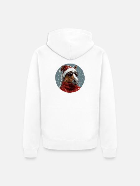 Noël de Noël cheval - Veste à capuche bio Premium Unisexe - blanc