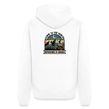 Venez au Nord – Aventure Ours & Montagnes - Veste à capuche bio Premium Unisexe - blanc - Dos - Thijin (182cm)