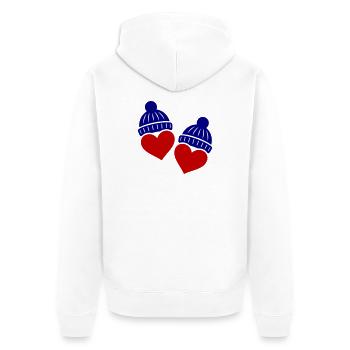 Herzen Winter Mütze Liebe - Unisex Premium Bio Zip Hoodie - Weiß - Hinten - Thijin (182cm)