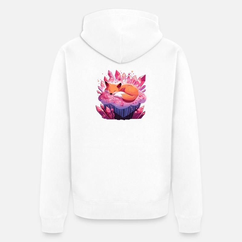 Petit Renard sur Cupcake en Cristal - Veste à capuche bio Premium Unisexe - blanc
