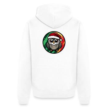 Christmas Owl Cartoon Round - Unisex Premium Organic Zip Hoodie - white - Back - Thijin (182cm)