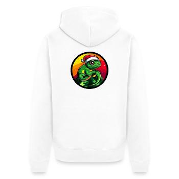 Santa Frosch Weihnachten - Unisex Premium Bio Zip Hoodie - Weiß - Hinten - Thijin (182cm)