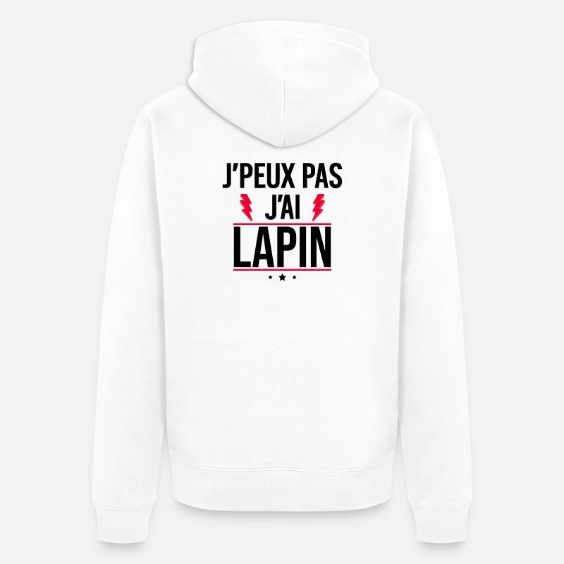 J’peux pas j’ai lapin Humour Lapin - Veste à capuche bio Premium Unisexe - blanc