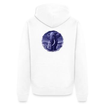 Nocturnal elephant in the savannah - Unisex Premium Organic Zip Hoodie - white - Back - Thijin (182cm)