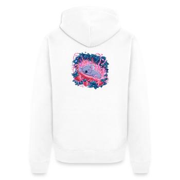 Sleeping koala in strawberry glow - Unisex Premium Organic Zip Hoodie - white - Back - Thijin (182cm)