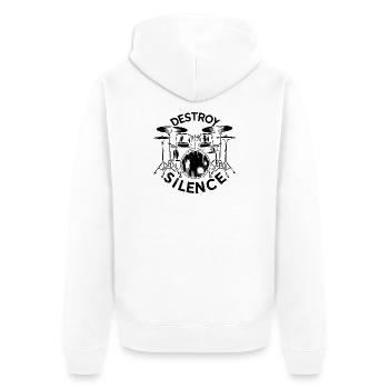 Destroy Silence Drummer - Unisex Premium Bio Zip Hoodie - Weiß - Hinten - Thijin (182cm)