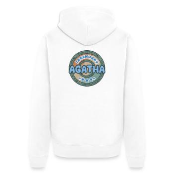 Agatha als Geschenkidee - Unisex Premium Bio Zip Hoodie - Weiß - Hinten - Thijin (182cm)