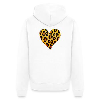 Leopard Herz Muster - Unisex Premium Bio Zip Hoodie - Weiß - Hinten - Thijin (182cm)
