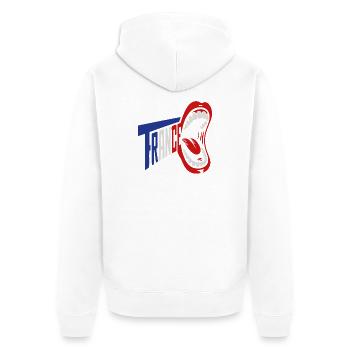 Trance Scream Retro-Typografie - Unisex Premium Bio Zip Hoodie - Weiß - Hinten - Thijin (182cm)