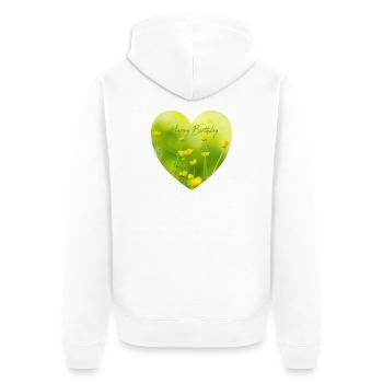 Yellow flower heart for birthday - Unisex Premium Organic Zip Hoodie - white - Back - Thijin (182cm)