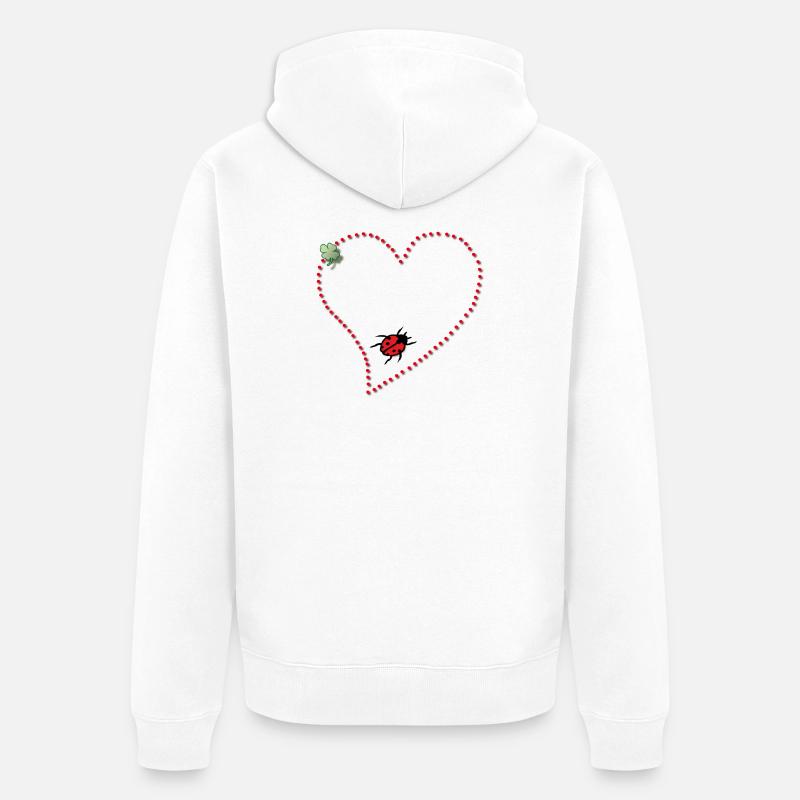 Cœur avec trèfle et coccinelle - Veste à capuche bio Premium Unisexe - blanc