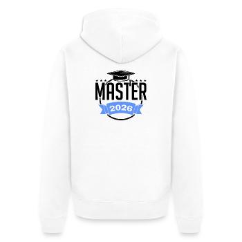Master 2026 Abschluss Promotion Sponsion - Unisex Premium Bio Zip Hoodie - Weiß - Hinten - Thijin (182cm)