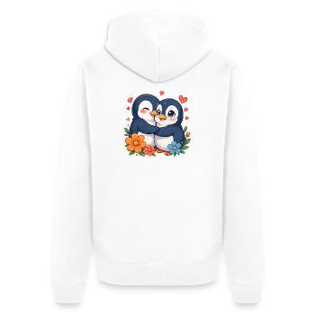 Duo amoureux des pingouins câlins - Veste à capuche bio Premium Unisexe - blanc - Dos - Thijin (182cm)