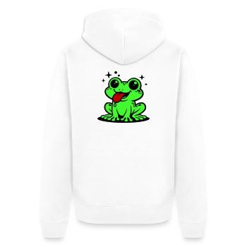 Kröte Comic Frosch - Unisex Premium Bio Zip Hoodie - Weiß - Hinten - Thijin (182cm)