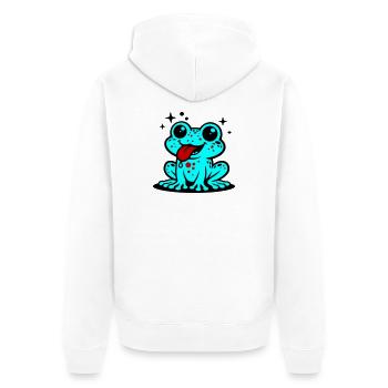 Kröte Comic Frosch - Unisex Premium Bio Zip Hoodie - Weiß - Hinten - Thijin (182cm)