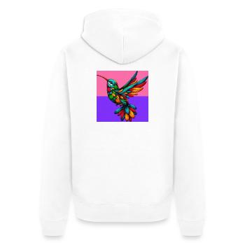 Kolibri - Unisex Premium Bio Zip Hoodie - Weiß - Hinten - Thijin (182cm)