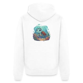 Unterwasser-Turtelkarikatur - Unisex Premium Bio Zip Hoodie - Weiß - Hinten - Thijin (182cm)