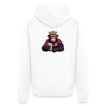 Roi de la Bière Singe - Veste à capuche bio Premium Unisexe - blanc - Dos - Thijin (182cm)